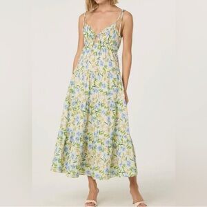 Astr Floral Tiered Tie Strap Maxi Dress